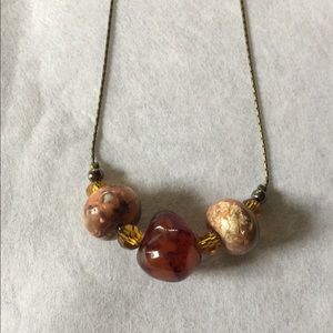 Lamp work beads, yellow crystals & natural stone